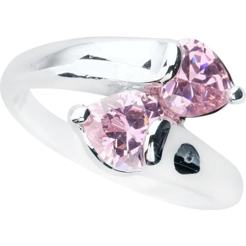 Exquisite Pink Kunzite 6*6mm Semi-precious Stone Silver cool for women Ring Q1127