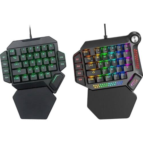 Single Hand Gaming Keyboard 35Keys RGB Luminous Backlight Gaming Keyboard for Windows PC Gamers Eat Chicken Mobile Game
