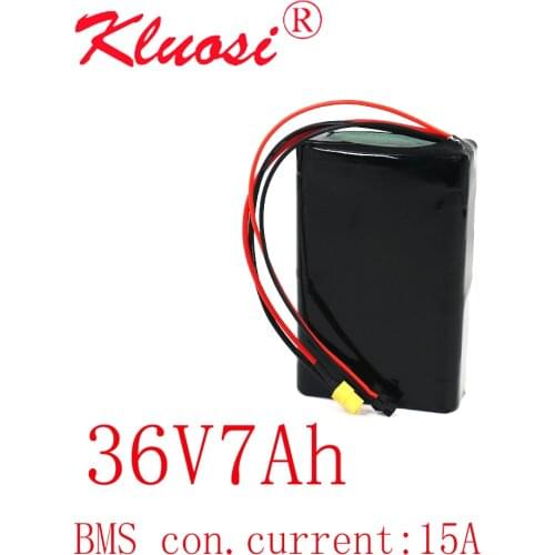 KLUOSI 10S2P 36V 7Ah 450Watt 18650 Lithium Ion Battery Pack for Electric Scooter Skateboard Ebike Electric Bicycle with 15A BMS