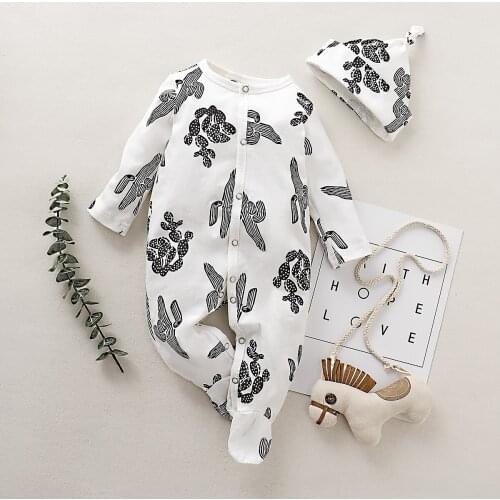 Newborn Baby Romper Footies Girls Boys Cute Cactus Pajamas Clothes Kids Long Sleeve Autumn Rompers Jumpsuit Outfits Costumes