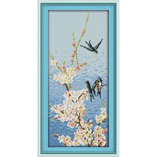 Swallows cross stitch kit 18ct 14ct 11ct count printed canvas stitching embroidery DIY handmade needlework
