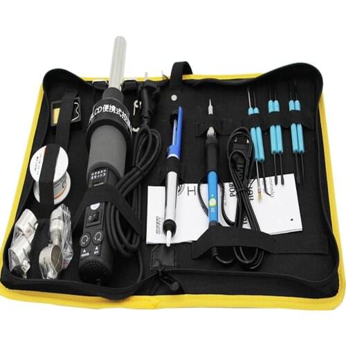 Desoldering Rework Tool Kit 60W Temperature Adjustable Soldering Iron + 8018LCD 450W LCD Display Hot Air Gun Soldering Station
