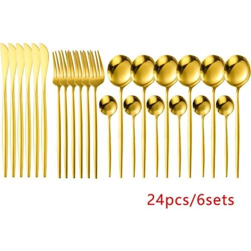 Stainless steel cutlery 24-piece set Bright Portuguese western steak ins golden cutlery cutlery set