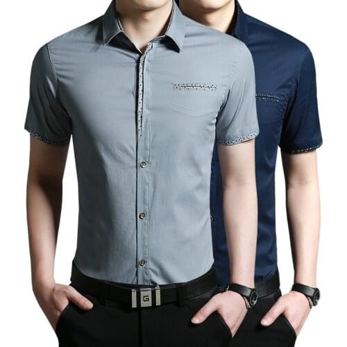 NEW 2019 Summer New Arrival MenS Clothing Hot-Selling Short-Sleeve Shirt Casual Slim Fit Stylish Mens Dress Shirts