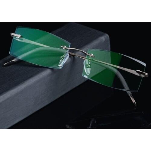 Fashion Eyeglasses Men Diamond Trimming Cutting Rimless Business Glasses Prescription Optical Glasses Frame For Men Eyewear