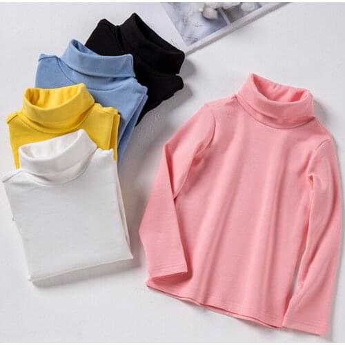 Autumn Winter Boys Girl Kids Solid T-Shirt Tops Toddler Boy Turtleneck Long Sleeve Casual Sweatshirt Tracksuit Children Clothing