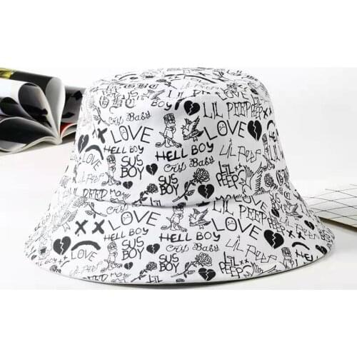 High quality new Graffiti sun bucket hat for travel 100% cotton kpop fishermen hat men women casual sports cap