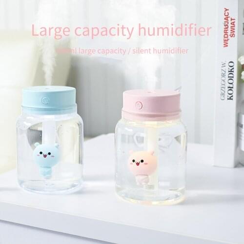 400ml Portable USB Air Humidifier Cute Candy Jar Ultrasonic Aroma Essential Oil Diffuser Cool Mist Purifier Home Fogger With LED