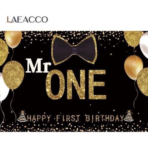 Prince Backdrop For Photography 1ST Birthday Party Tie Balloons Gold Dots Customized Poster Portrait Photo Backdrop Photo Studio