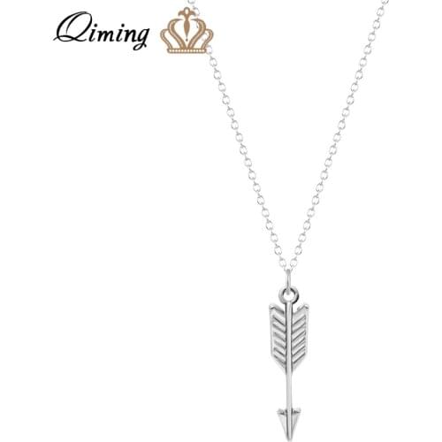 QIMING Gold Arrow Necklace Girl Fashion Minimalist Jewelry Arrows Pendant Small Vintage Necklace Women Dropshipping Gift