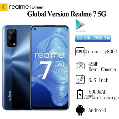 Realme 7 5G Global Version 6GB 128GB Fullscreen 120Hz Ultra Smooth Display 48MP Camera 5000mAh 30W Dart Charge Smartphone