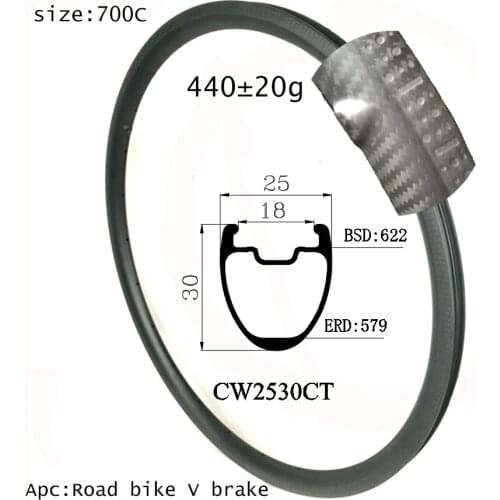 Special offer carbon bike rim 25mm U shape 30mm deep dimple brake line for V brake road clincher tubeless tire cycling wheels