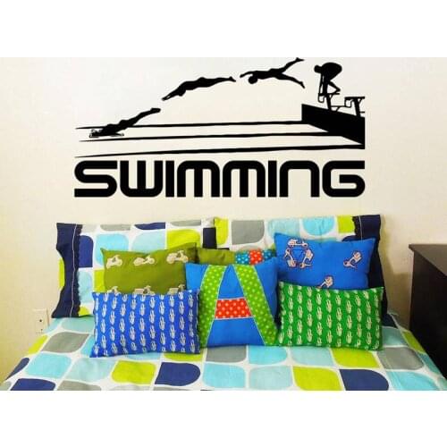 Swim Sticker Logo Name Swimmer Decal Swimming Posters Vinyl Wall Decals Pegatina Quadro Parede Decor Mural Swim Sticker