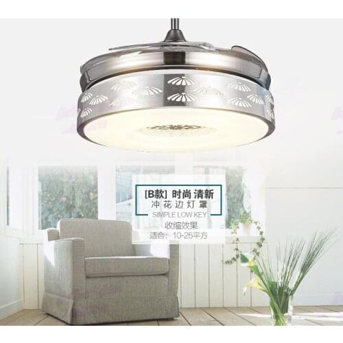 High quality 4 Color Changing light Modern LED invisible ceiling fan light remote control ceiling lamp 90cm 48W fan 60W