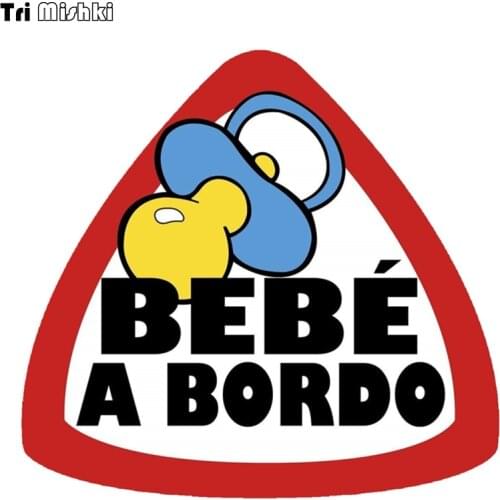 Tri Mishki WCS342# 13*14cm baby on board spanish bebe a bordo car sticker colorful Decals Motorcycle Accessories Stickers