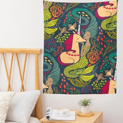 Tropical plant tapestry unicorn Wall Hanging Cat Tapestries snake Bohemian witchcraft living room home decoration beach towel
