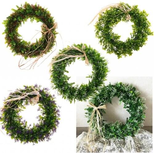 Artificial Green Leaves Wreath for Front Door Wall Window Party Decor Indoor Outdoor Use