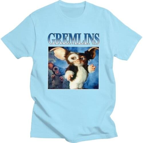 Vintage Gremlins T Shirt Men Pre-shrunk Cotton Tshirt Stylish Tees Short Sleeves Gizmo Mogwai Monster T-shirt Slim Fit Apparel