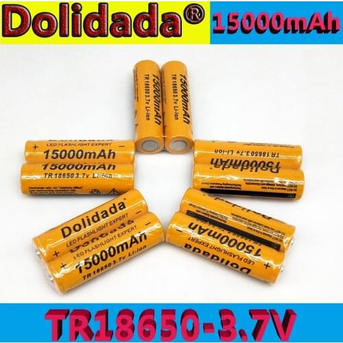 Dolidada High Quality 15000 mAh 3.7 V 18650 lithium ion batteries Rechargeable battery For LED flashlight/Electronics