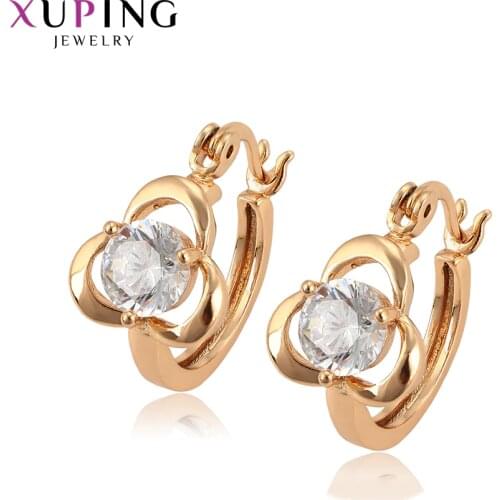 Xuping Luxury Gold-color Plated Hoop Earrings for Women Fashion Jewelry Elegant Valentines New Year Day Gifts 97720