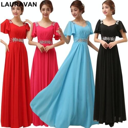 Hot pink fuchisa light blue v neck womens chiffon women long black formal cap sleeve bridemaid dress red bridesmaid dresses