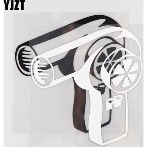 YJZT 14.4×15CM Cartoon Hair Dryer Car Stickers Creative Modification Decorative Vinyl Decals Black/Silver 20D-0003