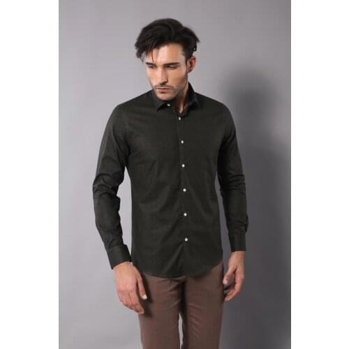 Green Self Patterned Slimfit Shirt Wessi