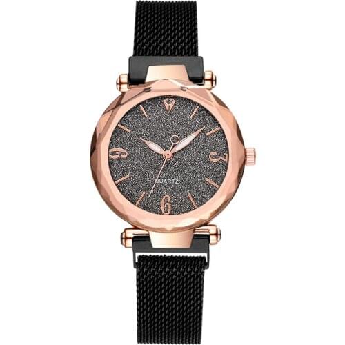 2019 Hot Sky Watch Women Watches Luxury Magnetic Shining Band Quartz Watch Buckle Dial Ladies Watch Mesh Zegarki Reloj Mujer