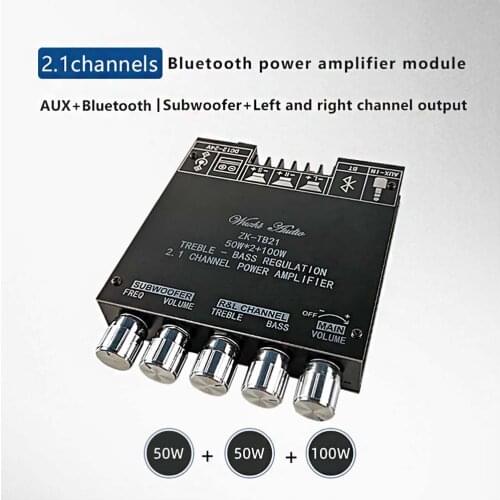 ZK-TB21 Wireless Amplifier TPA3116D2 50W*2+100W Subwoofer Bluetooth 5.0 Stereo Digital Audio Amplifier 2.1 Channel Module Board