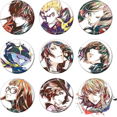 Persona 5 Anime Badge P5 Ren Amamiya Joker Ryuji Anne Morgana Yusuke Makoto Futaba Haru Goro Akechi Metal Badge Brooch Pins