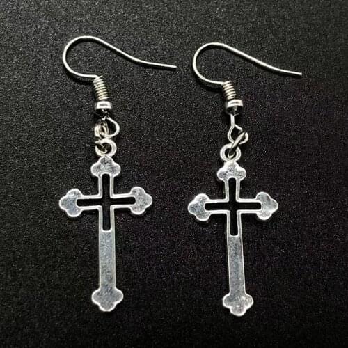 1 Pair of Fashion Handmade Simple Design Cross Jesus Charm Earrings Jewelry Gift for Women