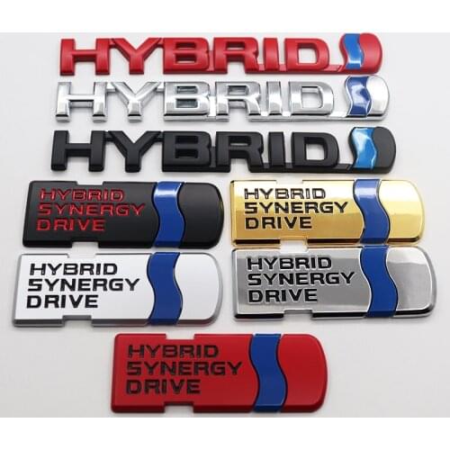 1pcs 3D HYBRID newest metal Car logo side badge Creative decoration rear bumper trunk emblem sticker Decals styling Accessories