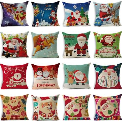 1 pcs Best-selling Santa Series, Christmas and New Years Day Decorative Linen Pillowcase, 45*45cm(no Pillow Core, Side Design)