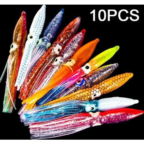 10pcs 8cm PVC Soft Lure Squid Artificial Bait Lures Octopus Tuna Sailfish Baits