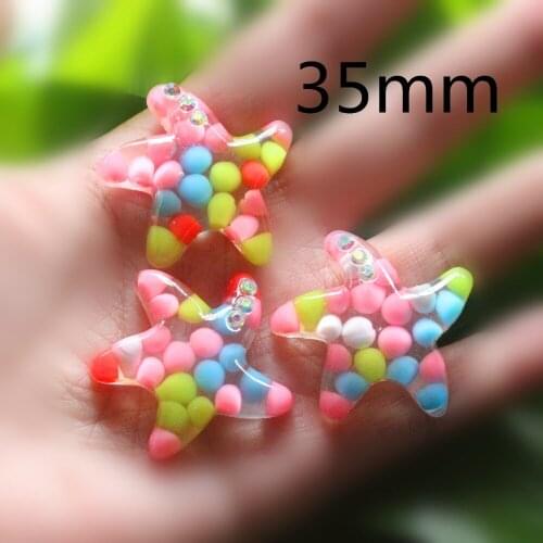 10pcs/lot DIY resin cabochons accessories flat back resin star with colorful beads