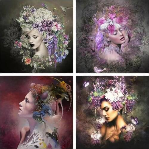 5D Diamond Painting Full Round Square Drill Portrait Flower Diamond Embroidery Sale Woman Rhinestones Mosaic Decortion