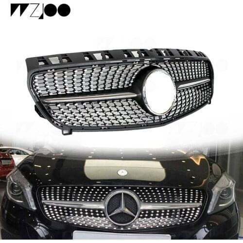 WZJOO Diamond starry Auto Racing Grills For Mercedes A Class W176 A45 AMG 2013-2015 Pre-LCL Black Sliver Star Grille