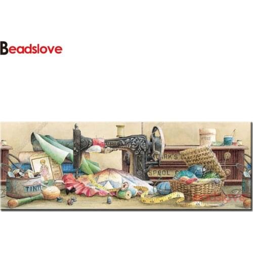 Large d diy diamond painting old sewing machine accessories,full,square,embroidery diamond round,diamond mosaic set,home decor