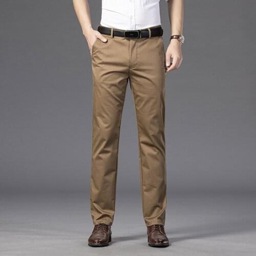 7 Colors Autumn New Mens Business Casual Pants Classic Style Loose and Straight Bamboo Fiber Stretch Trousers Brand