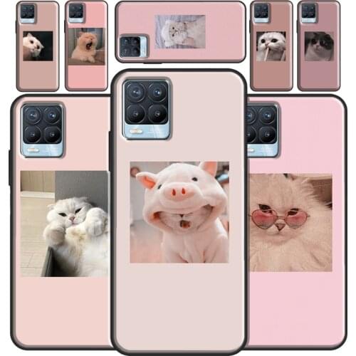 Pink Aesthetic Cute Cat Animal For OPPO Realme C21 C15 C11 C3 GT Q3 6 7 8 Pro Case Cover For OnePlus 9 Pro Nord 2 8T 9R