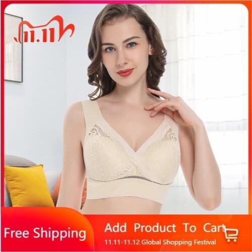 Women Lace Bra Push Up Seamless Lace Cut-Out Bra Sexy Lace Underwear Full Coverage Lace Plus Size Bra