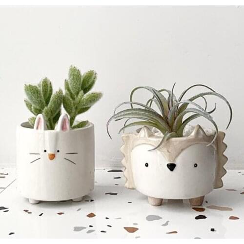 Ceramic Succulent Plant Pot Bonsai Pots Vase Cute Animal Shape Decorated Vase Mini Garden Art Home Decor