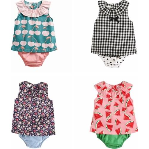Sanlutoz Cotton Baby Girls Clothing Sets Cute Printing Summer Baby Sets Princess Baby Clothes 2pcs Fashion