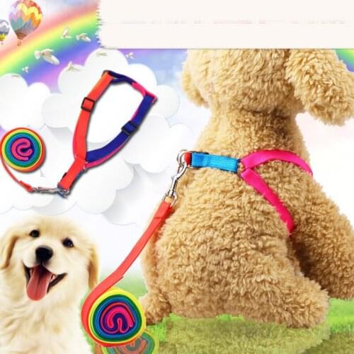 Pet Dog Cat Colorful Rope Chest Straps Adjustable Nylon Traction Rope Leash Harness Set For Puppy Durable Walk Dog Pet Supplies