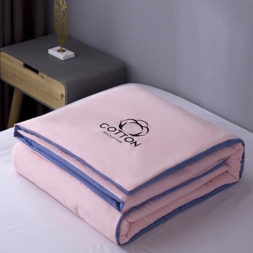Cool Quilt Super Soft Cotton Air-Conditioning Quilt Double Summer Quilt Gift Quilt Embroidery Washed Cotton Summer Quilt Pink