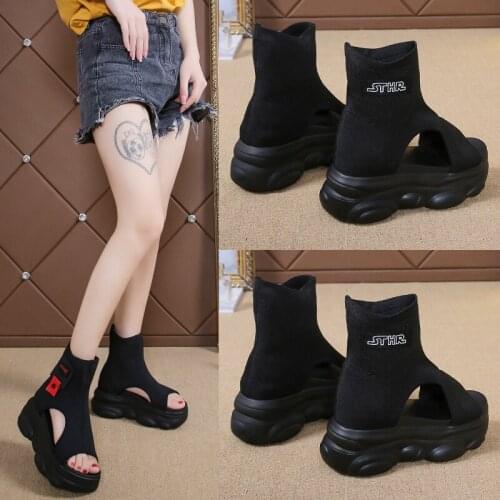 Summer muffin sandals female wild thick bottom fish mouth fashion beach wedge heel sandals increased Z738