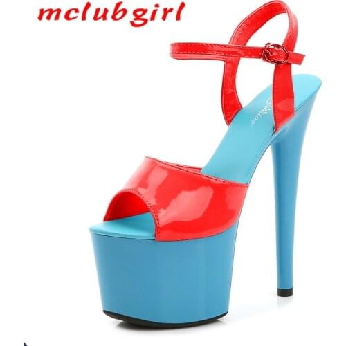 MCLUGIRL 2021 Summer Platform High Heels Sandals Thin-heeled 17cm Mixed Colors Sexy Waterproof Wedding shoe LFD