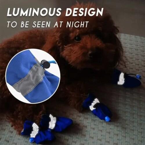 Soft Dog Shoes 4Pcs Adjustable Drawstring Non-slip Rain Boots for Pet Dogs Puppy Cat can CSV