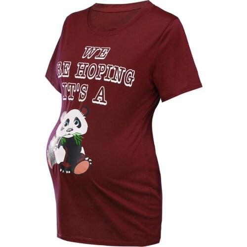 New pregnant women T-shirt large size maternity dress short-sleeve maternity dress printed panda baby cartoon print shirt