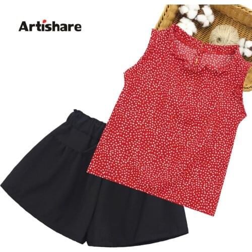 Teen Girls Clothing Dot Vest + Short Girls Clothing Casual Style Tracksuit Girl Summer Tracksuits For Children 6 8 10 12 14